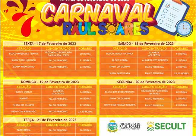 Prefeitura Municipal De Raul Soares Programa O Completa Carnaval